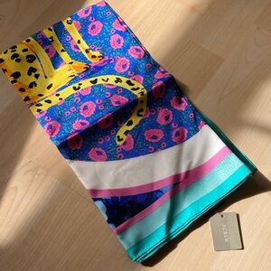 NWT! J. Crew Silk Multicolor Leopard Print Scarf 24” x 24”